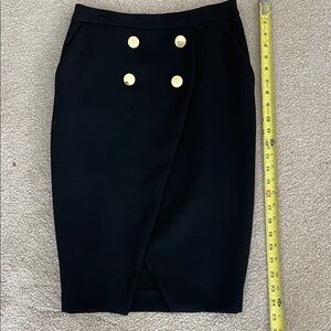 Zara Black Pencil Skirt with Gold Buttons